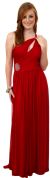 Single Shoulder Shirred Brooch Formal Prom Dress in Red